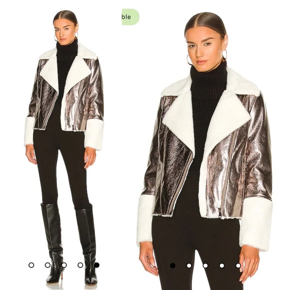 $270 Apparis Ashley Jacket in Metallic Smoke Size Small Revolve Coat - Picture 1 of 10